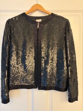 Leslie Fay Black Beaded Evening Jacket